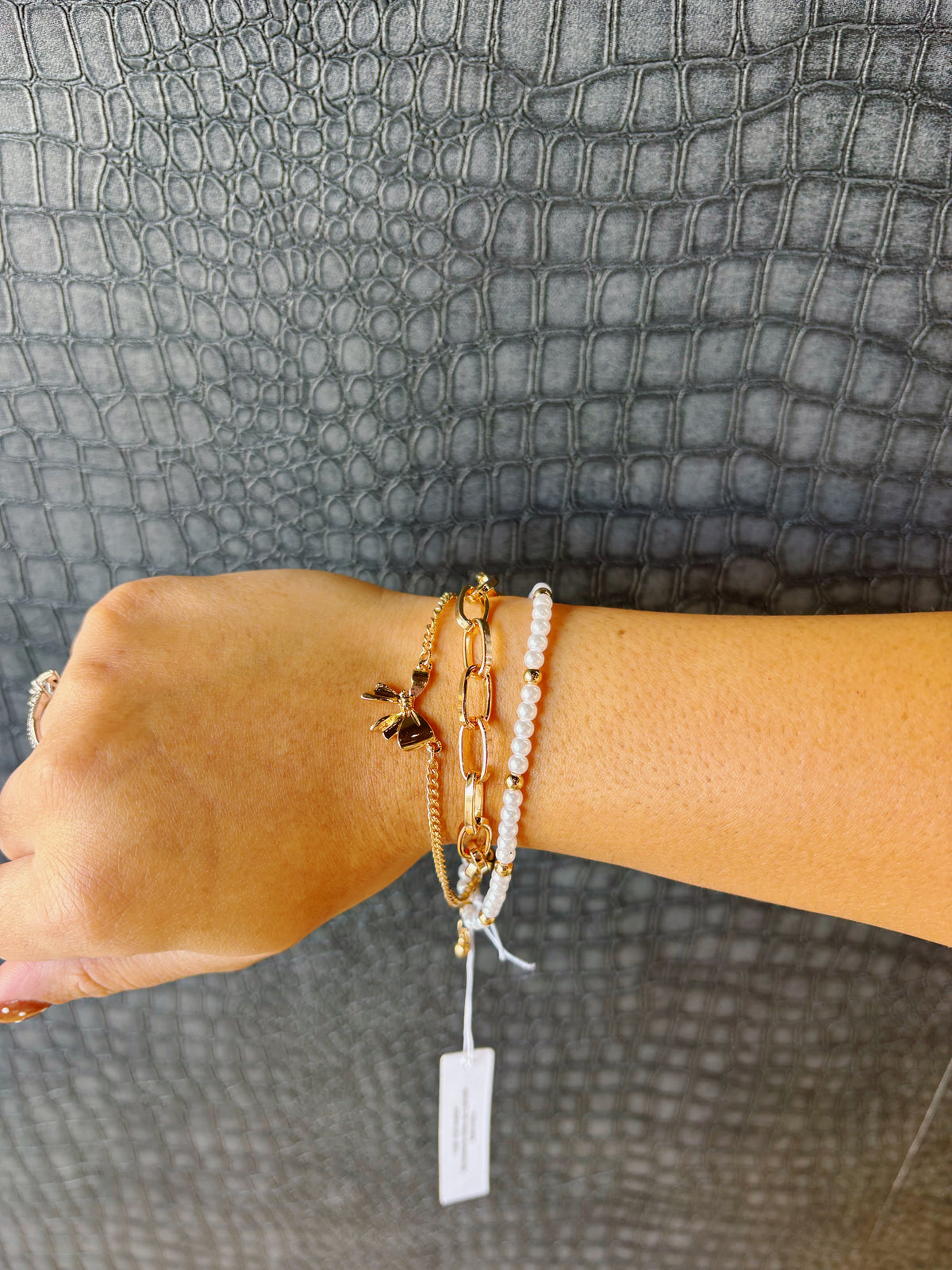 Pearl and gold bracelet stack